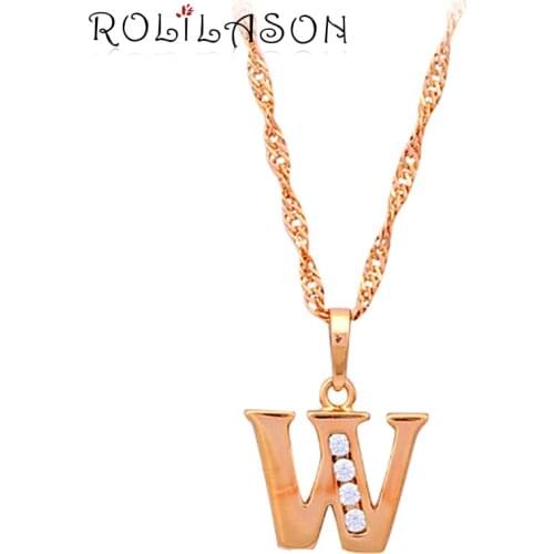 Letter 26 Letter W design Hotbuying in young people k Yellow gold tone crystal necklaces & pendants fashion jewelry LN155