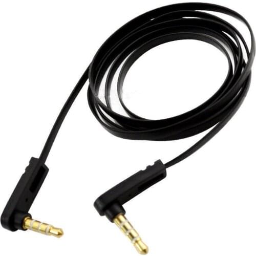 3.5mm male to male 4 pole 3 ring angled flat Audio Aux Auxiliary Cable 1m