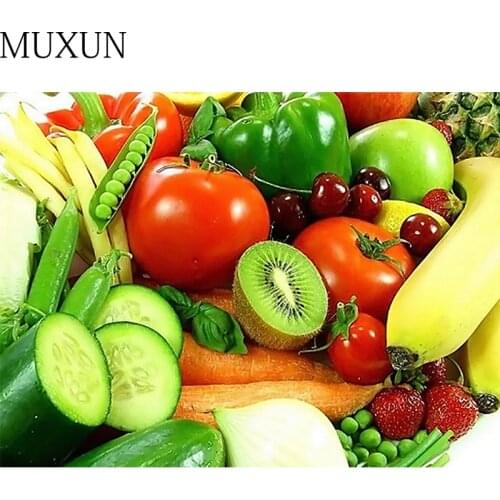 Muxun 3D Diamond Painting New Arrival Fruit And Vegetable Rhinestone Embroidery Cross Stitch Full Layout Diamond Mosaic Decor240