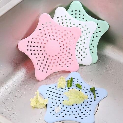 4PCS Drain Strainer Rubber Starfish Solid Color Sink Strainer Hair Catcher Bath Stopper Plug Sink Strainer Filter Bathroom Drain