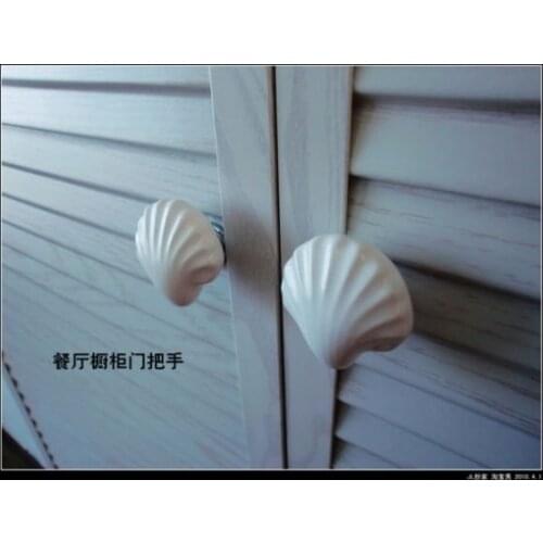 50pcs lot free shipping oceanic shells porcelain drawer knobs