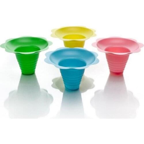500PCS Disposable Plastic Ice Cream Parfait Sundae Cup Flower Shape Cups Bowls 250ML Event Party Wedding