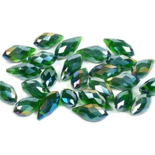 6x12mm/5x7mm Dark Green AB Color Briolette Pendants Waterdrop Crystal Glass Jewelry Loose Teardrop Beads DIY