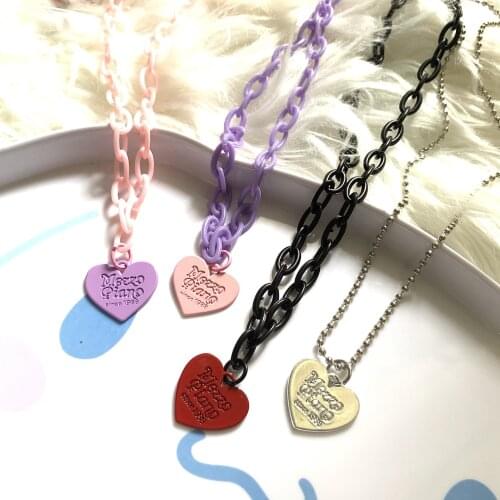 Harajuku Sweetheart Candy-Colored Acrylic Lovely Necklace Clavicle Chain Simple Wind Cute and Lovely (20df)