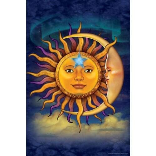 Sun Moon Star Astrology By On Canvas Art Painting, Bedroom Living Room Office Wall Decoration