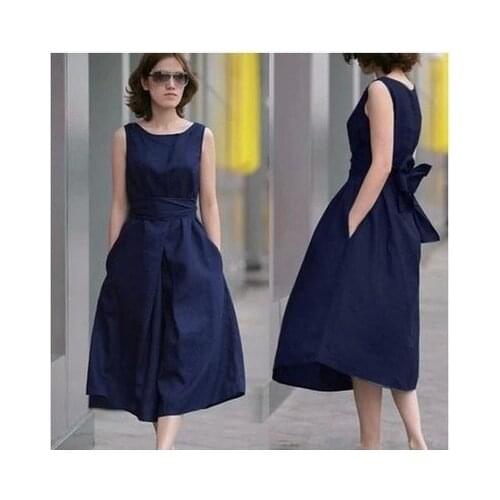 Free shipping 2020 summer fashion hemp full dress linen plus size clothing fluid one-piece dress G225