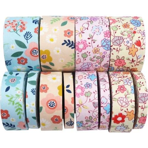 5 Yard printing double-sided thickening Wrapping Mobile Phone Straps Refreshing Flowers pattern Decoration Ribbon Various sizes