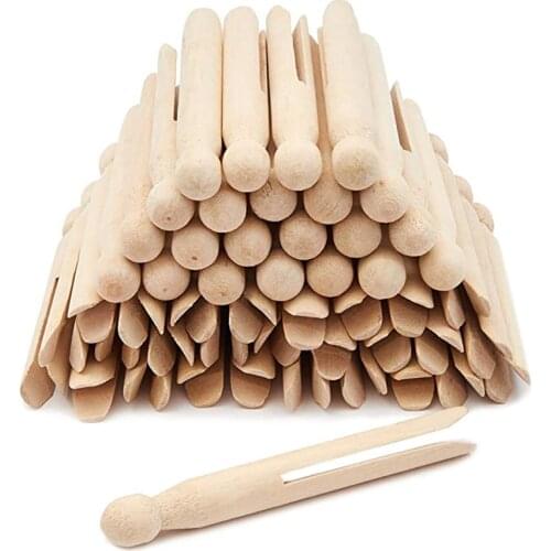Natural Wood Clothes Pins Pegs Old School 50 count round clothespins weather resistant peg dolls Traditional Peg Wholesale