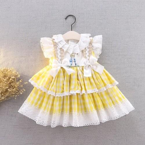 2020summer New Arrivals Girls Cotton Dress CHILDRENS DAY Kids Dresses for Girls Wedding Holiday Sweet Grid Dress