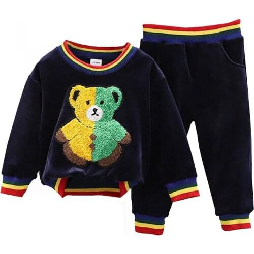 Fashion Clothes Toddler Girl and Boy Long Sleeve Sets COTTON Cartoon Bear Tops + Pants Boy Sets O-Neck Children Clothing