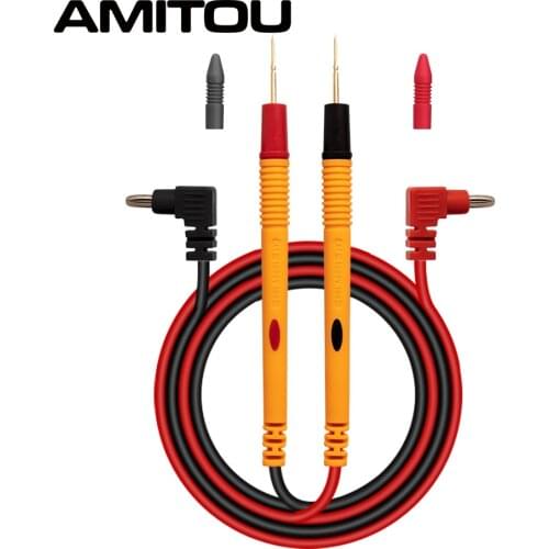 AMITOU PT1011-1 1Pair Silicone Soft Universal Digital 1000V 10A Needle Multimeter Test Lead Probe Wire Pen Cable Eletrician Tool