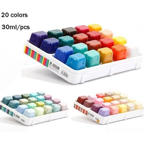 20 Colors Gouache Paint Set with Palette 30ml Watercolor Painting for Artists Students Non-Toxic Drawing Tools