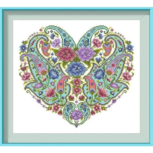 Ancient flower D cross stitch kits heart Dreampattern embroidery needlework sets 18ct 14ct 11ct white cloth DIY handmade