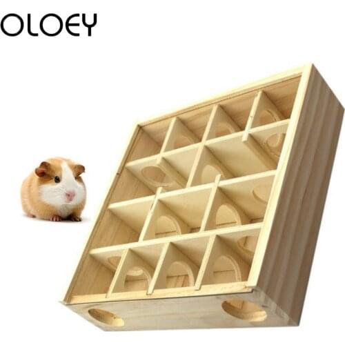 Natural Wooden Pet Hamster Maze Toy Intellectual Training Interactive Chew Toy Guinea Pig Small Animal Pet Molar Supplies