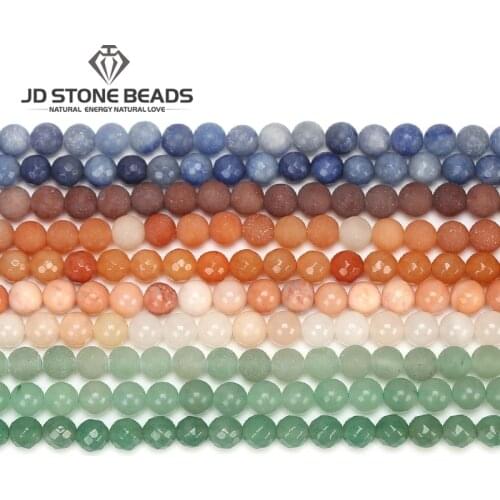 Natural Green Aventurine Frost Round Beads Blue Round Color Aventurine Size 4 6 8 10 mm Faceted Gemstone For Jewelry making