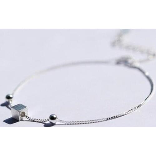 New Arrival Beautiful Exquisite 925 Sterling Silver Jewelry Fashion Brushed Square Female Simple Bracelet SB25