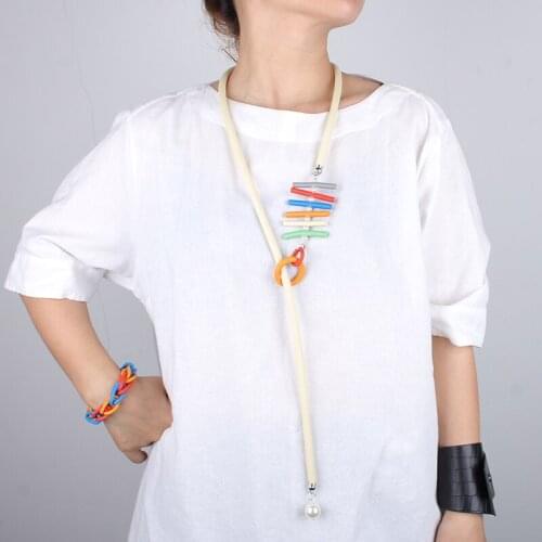 New Charms Rainbow LGBT Pendant Necklace Punk Style Thick Chain Simulated Pearl Necklace Women Bohemia Mom Body Jewellery Decor