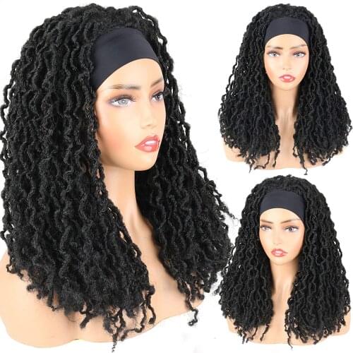 Dreadlock Headband Wigs for Women Synthetic Hand Braided Curly Wigs Soft Locs Crochet Hair New Faux Locs Braided Headband Wigs