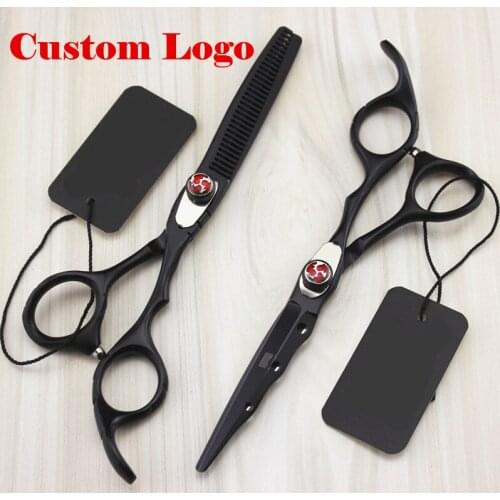Custom Japan 440c alloy black Piano paint cutting barber makas thinning scisor cut hair scissor shears hairdressing scissors set