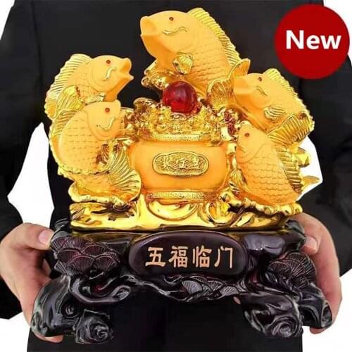 Five carp fish home decoration accessories Feng Shui Fish cornucopia handicraft home decor fish statue hotel decoration maison