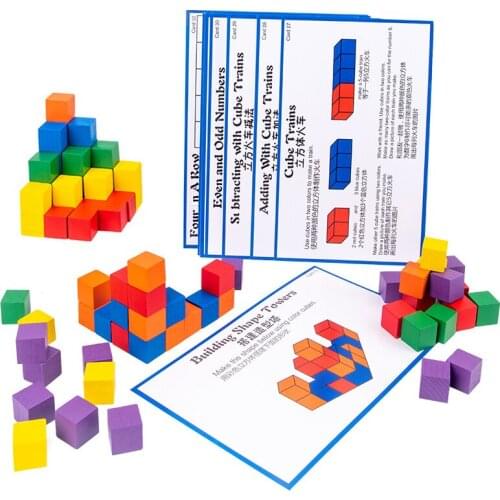 Rainbow Cube Wooden Math Toys Montessori Space Logical Thinking Building Block Fine Motor Training Educational Toys For Children