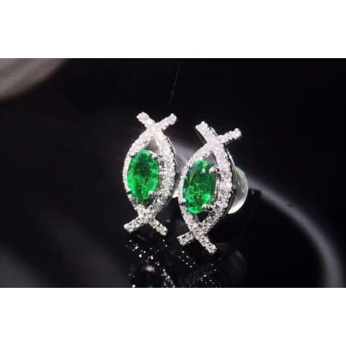 The best gift for Anniversary Emerald Earring Natural And Real 925 sterling silver Emerald Earring
