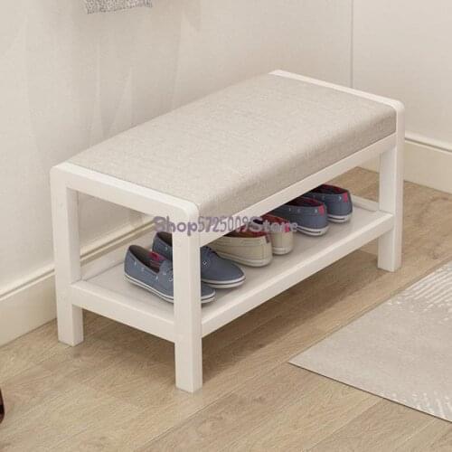 Solid Wood Nordic Shoes Changing Stool Household Can Sit Simple Modern Door Soft Bag Cushion Shoes Cabinet Door Stool