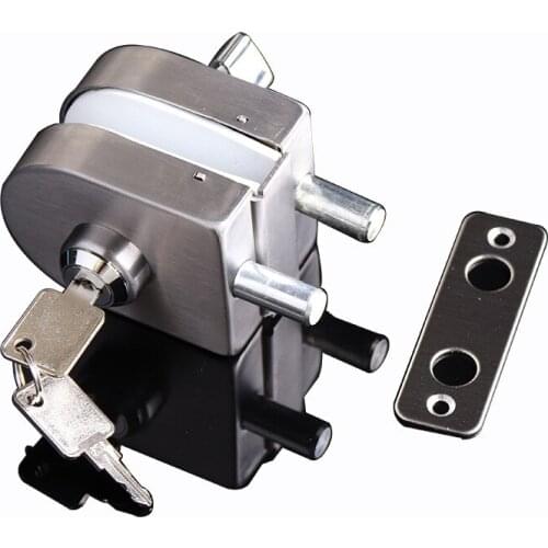 Glass Door Lock Stainless Steel Double Open Single Door Lock with Lock with Twist Latch Door Locks Portable Door Lock