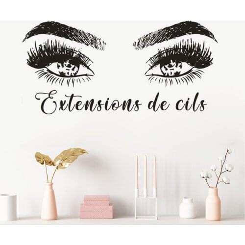 Beauty Salon Decoration Extensions de cils Sign Vinyl Decals Magic Lashes Eyelash Window Stickers Vinyl Art French Pattern