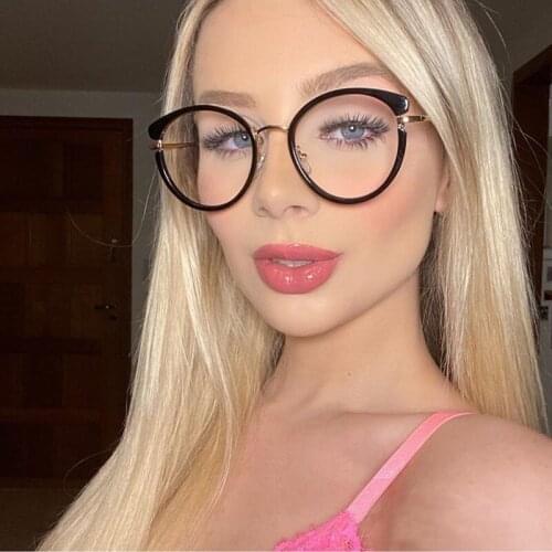 Vintage Anti Blue Round Glasses Frame for Women Metal Mens Computer Eyeglasses Uv400 Blue Light Blocking Transparent Gafas 2020