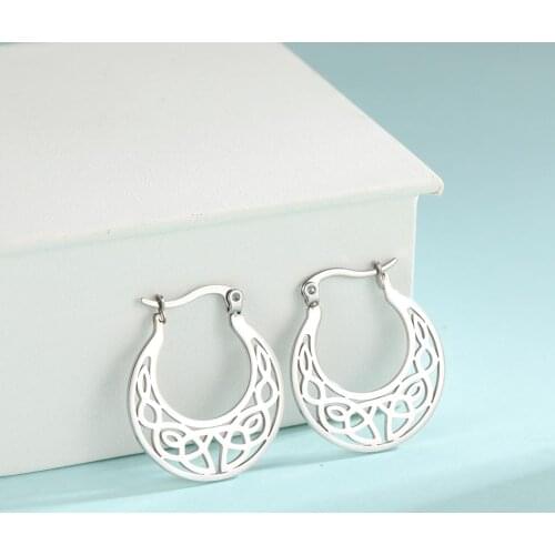 Cooltime Irish Knot Vintage Earrings for Women Girls Stainless Steel Gold Color Round Circle Hoop Earring Fashion Jewelry 2021