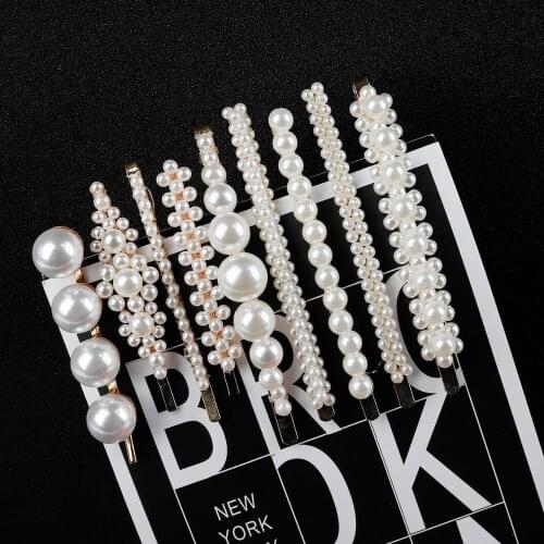 1pc 4styles Zinc Alloy New Fashion Womens Pearl Hair Clip One Clip Single Row Of Large Pearls Womens Girls Hair Accessories