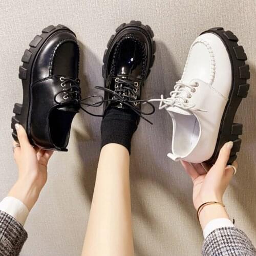 Womens Derby Shoes Female Footwear British Style Clogs Platform 2020 Fashion Womens Round Toe Casual Sneaker All-Match Leather