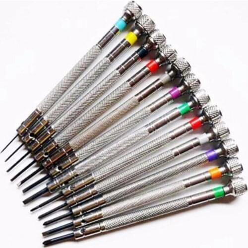 0.6Mm-2.0Mm 13Pcs New Watchmakers Screwdrivers Set Watch Glasses Flat Blade Assort Slotted Flat Screwdrivers Set, Jewellers Watc