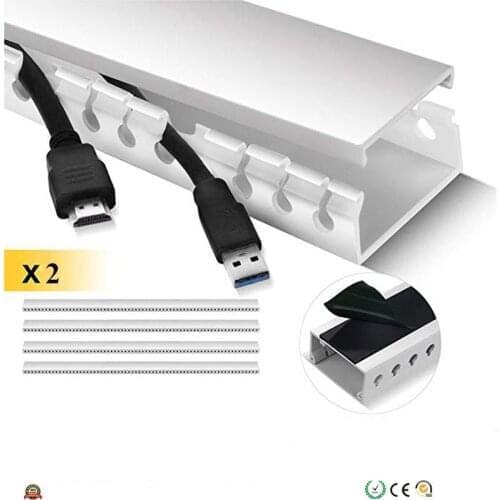 2PCS Cable Raceway Cable Concealer Open Slot Wiring Raceway Duct with Cover On-Wall Cable Cover,Hide Wall Mount TV Cables Wires