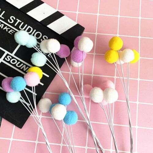 5pcs Colorful Plush Wedding Cupcake Topper Air Balloon Cake Topper For Wedding Girls Birthday Party Cake Decorations Baby Shower