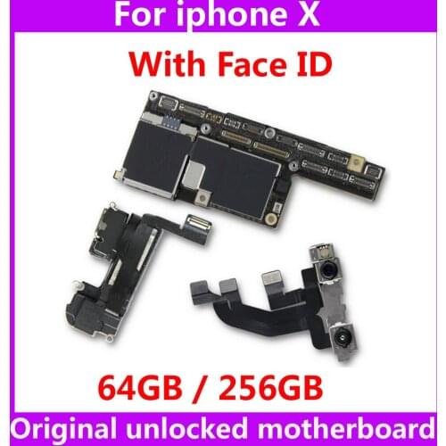 64GB 256GB Original IOS system logic board With / Without Face ID Full unlocked mainboard Free iCloud motherboard for iphone X