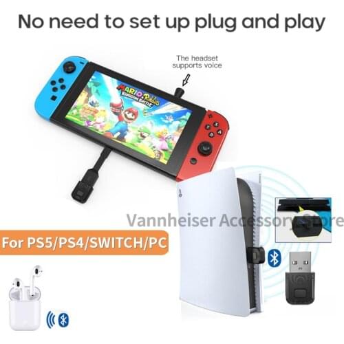 Wireless Bluetooth AUX Dongle For PS5 PS4 Adapter For Nintendo Switch Mini Transmitter USB 4.0 Receiver For TV PC A2DP HFP HSP