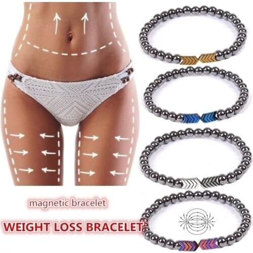 Black Cool Magnetic Slimming Bracelet Beads Hematite Stone Therapy Health Care Magnet Beads Bracelet