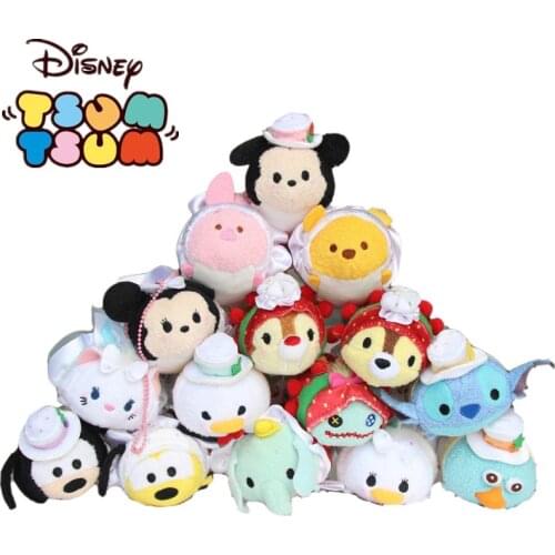 Disney TSUM TSUM Cartoon Character Cake Birthday Series Mickey Minnie Plush Pendant Cute Dolls Toy Exquisite Gifts for Kids