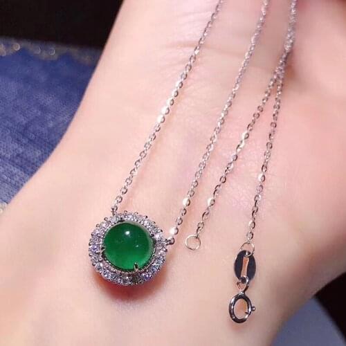 Elegant Silver Plated Round Cut Green Gems Necklace Charming Crystal Zircon Necklace Wedding Jewelry Anniversary Banquet Gifts