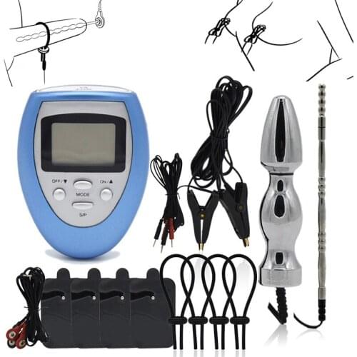 Electric Shock Pulse Kit Anal Vibrator Electro Urethral Catheter Stimulate Body Massage Nipple Clip Adult Sex Toys For Women Men