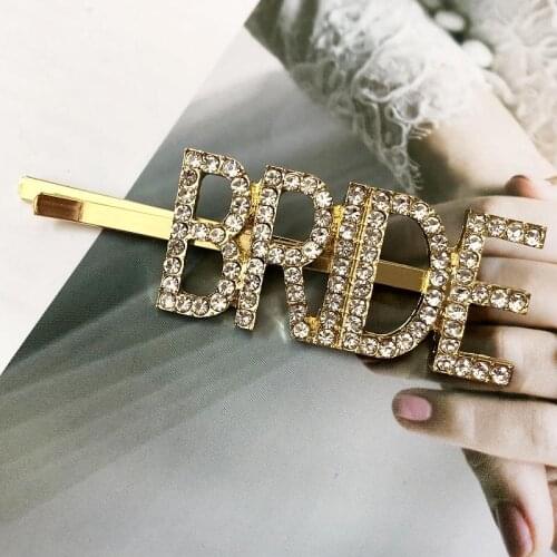 JFJ003 2020 design New Fashion Rhinestone hair pin fride cute baby queen Letter Hair Clip for Women Crystal Hair Pins Hair Jewel