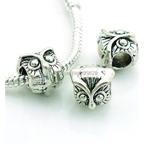 JINGLANG 2017 Free Shipping Fashion Plated Vintage Silver Owl Charm Metal Beads DIY Bracelets Accessories Jewelry