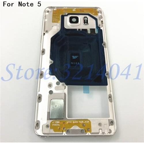 For Samsung Galaxy Note 5 N920F N920A Middle Plate Frame Housing Bezel Chassis + Back Camera Lens and Side Button