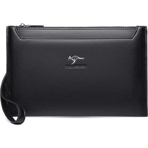 New Business Men Wallet Leather Man Clutch Bag Coins Pocket Purse Casual Envelope Long Wallets Leather Male Handy Bags For IPAD