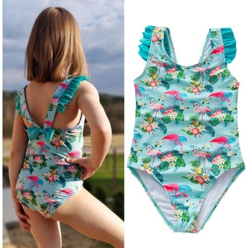 2-14Years Girls Swimsuit Striped One Piece Swimwear For Children Ruffle Style Bathing Suit Sweet Heart One Piece Beachwear CZ915