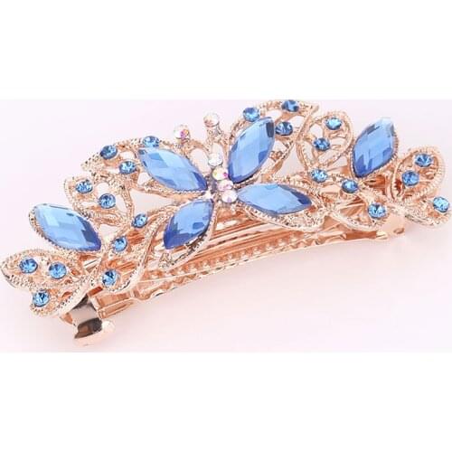 Fashion Women Jewelry Crystal Rhinestone Flower Hair Barrette Clip Hairpin Spring Hairpin Headdress Modeling Tools