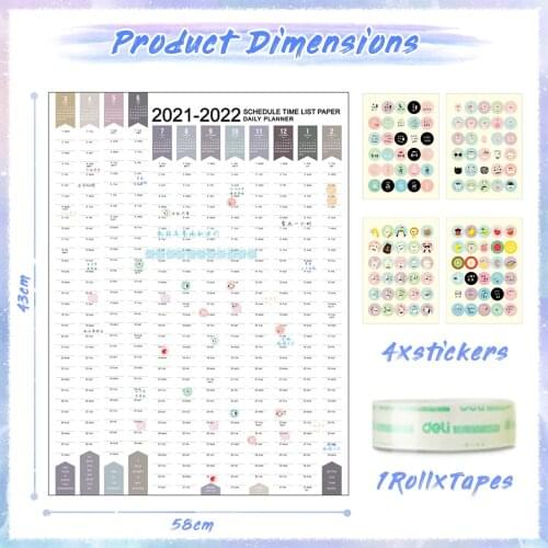 365 Days Wall Calendar, Mar 2021 to Feb 2022 Monthly Daily Schedule Planner with Labels Tape for Home Office School 17x23in