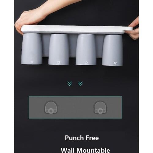 Bathroom Toothbrush Rack Wall Mounted Magnetic Suction Cup Set Hanging Electric Toothpaste Holder Storage Organizer Shelf Tray